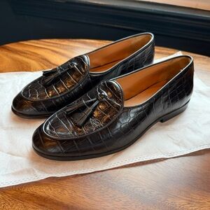 J. McLaughlin Men’s Black Oskar Croc Loafers Size 8